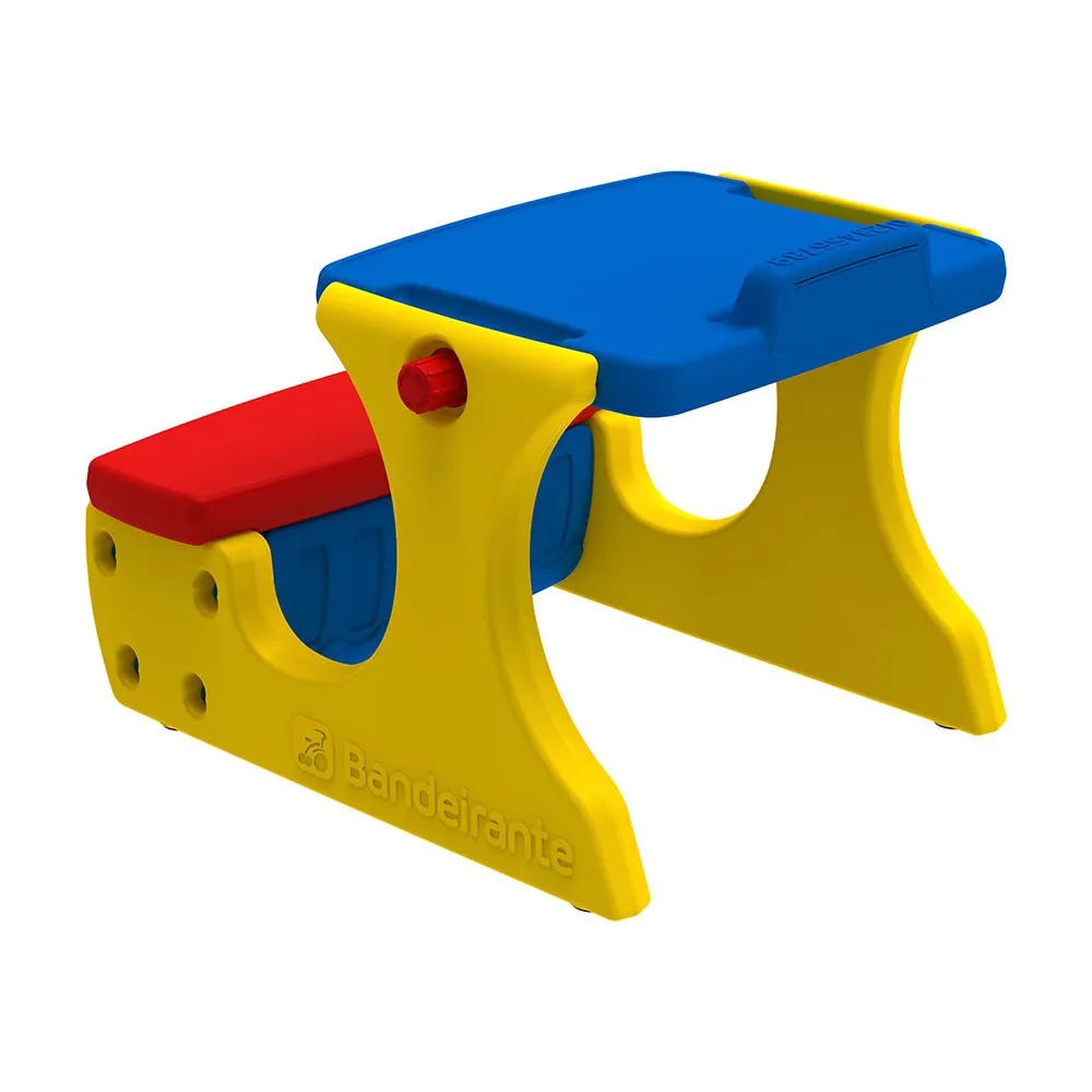 Mesa Recreio com Baú Infantil Bandeirante Ref. 6025 – Azul, Vermelho e Amarelo