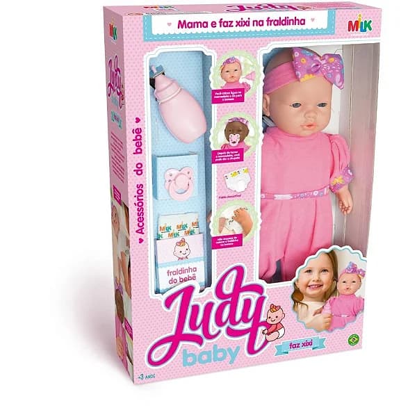 Boneca com Mecanismo Judy Baby Faz Xixi 34 cm - Milk