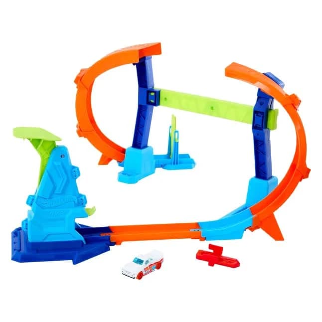 Pista Hot Wheels Action Stunt Tracks Campeão de Salto Corkscrew com Carrinho 1:64 Mattel JFH36