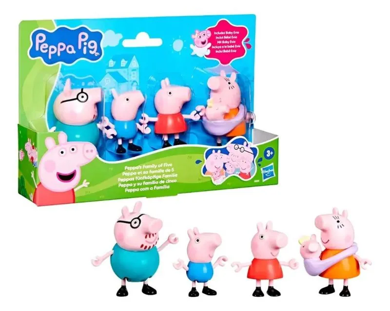 Figura Peppa Pig Familia Kit com 4 Personagens