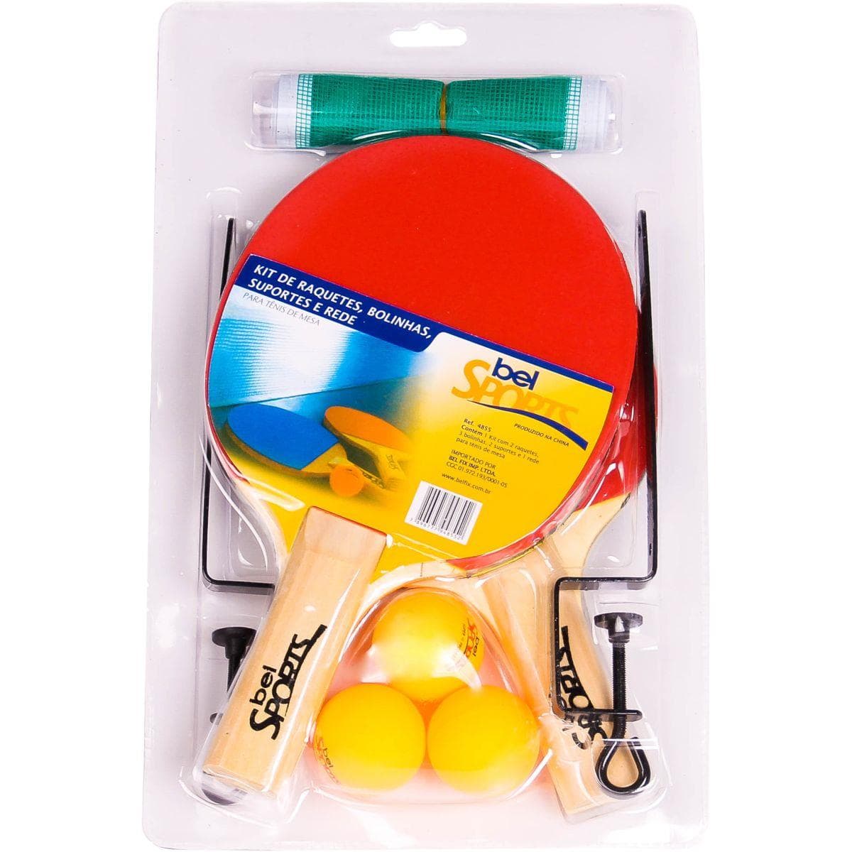 Raquete para Ping Pong Kit com raquete, 3 bolas e rede - Bel
