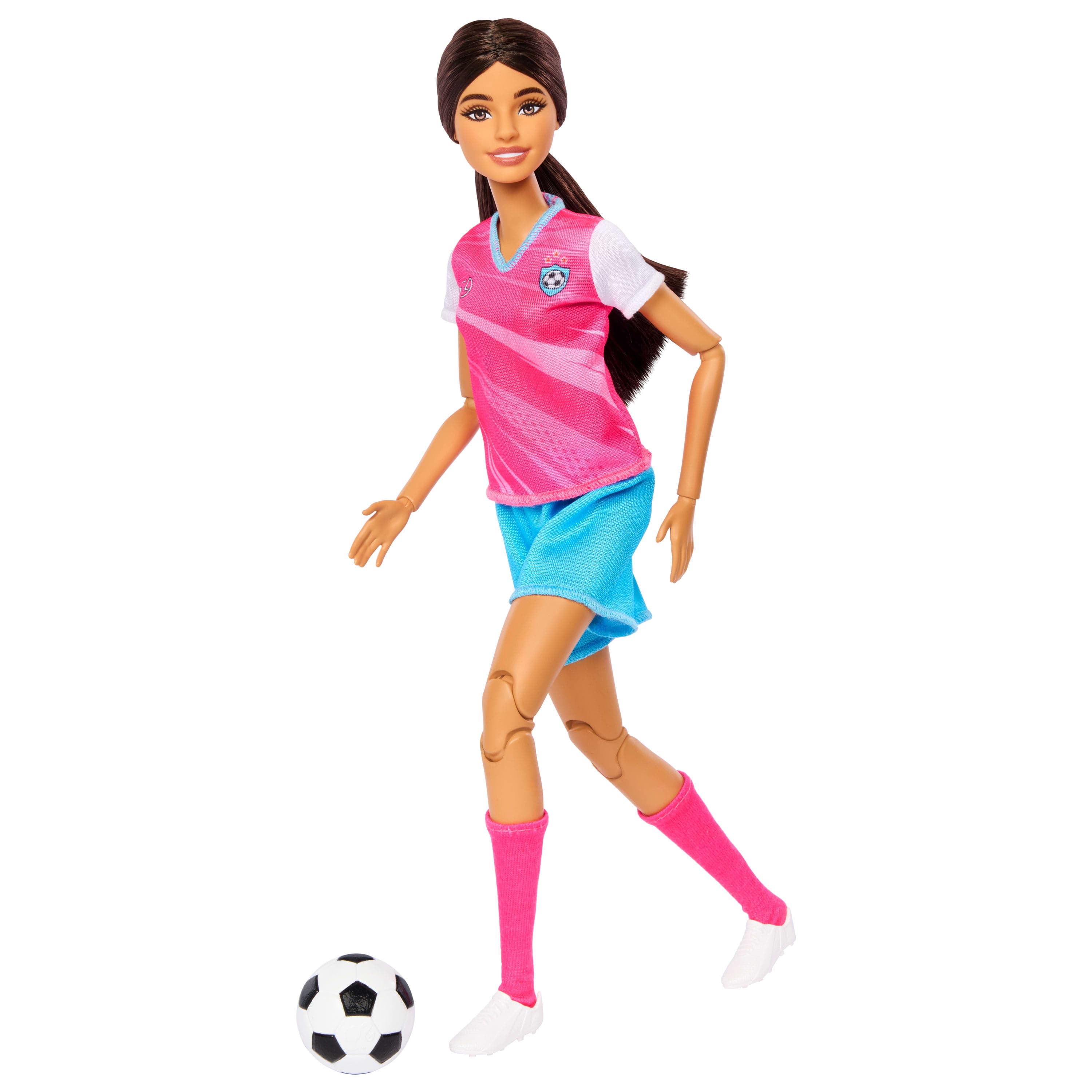 Boneca Barbie Team Roll & Reveal Surpresa Jogadora de Futebol com 8 Surpresas Mattel JMK20