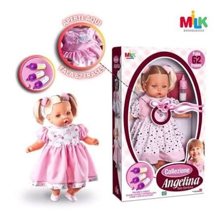 Boneca com mecanismo Angelina Loira 62 Frases 48cm. - Milk